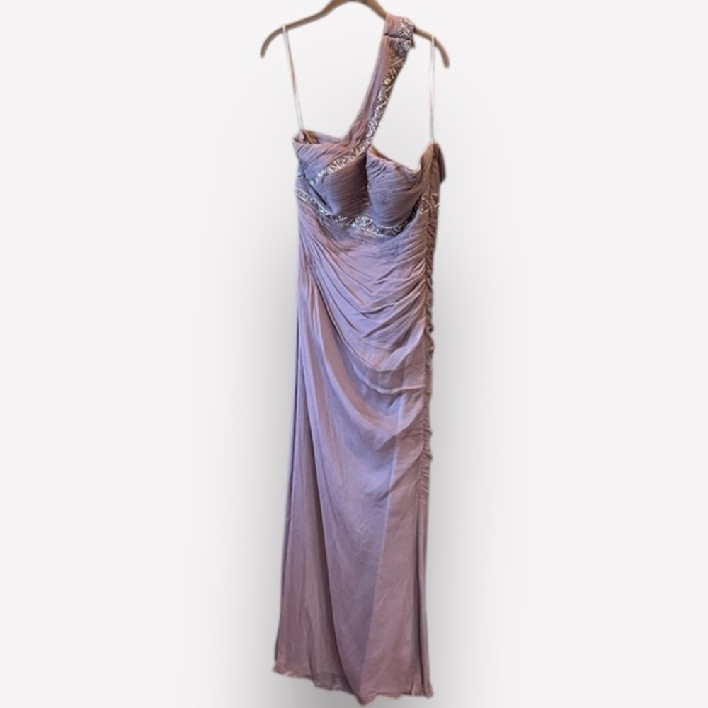 🥑Pronovias Beaded Full-Length One Shoulder Chiffon Dress | Evening Gown Wedding